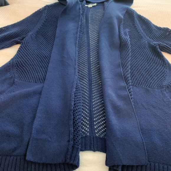 White + Warren Hooded Mesh Knit Cardigan Sweater - Picture 6 of 8